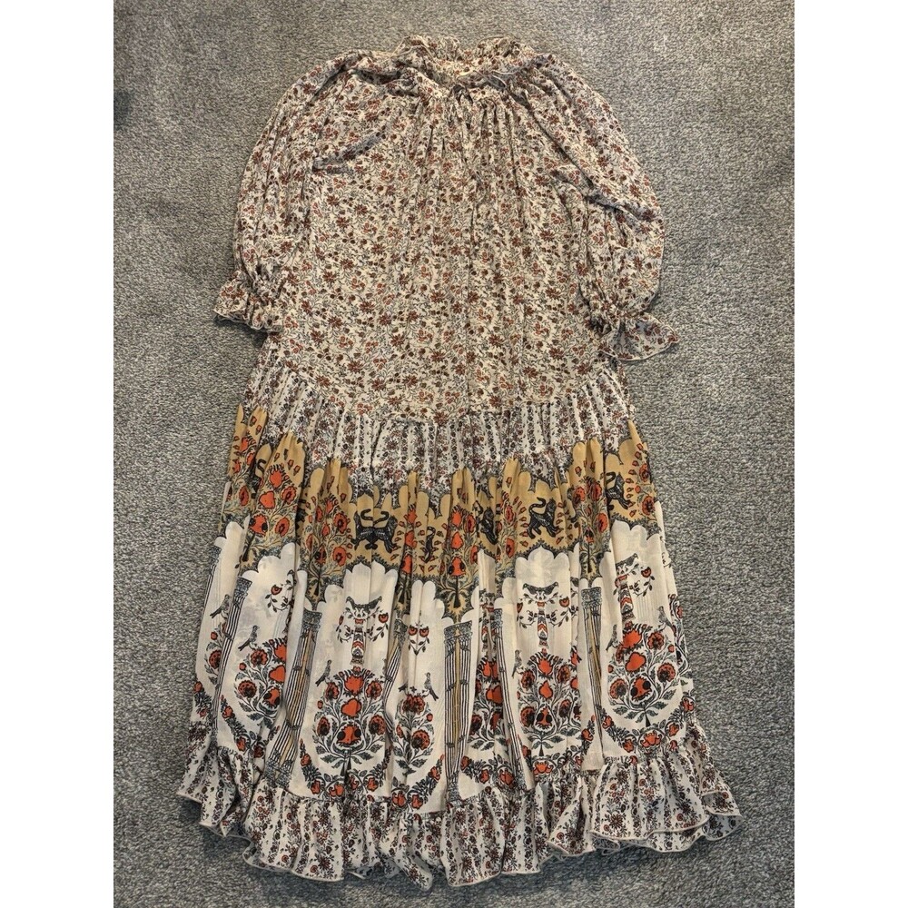 Free People‎ Feeling Groovy Border Maxi Dress Bohemian Printed Tiered Size XS